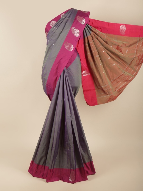 

Pothys Grey & Magenta Woven Design Art Silk Saree