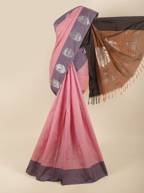 

Pothys Pink & Brown Woven Design Zari Art Silk Saree