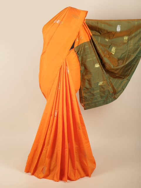 

Pothys Orange & Green Woven Design Art Silk Saree