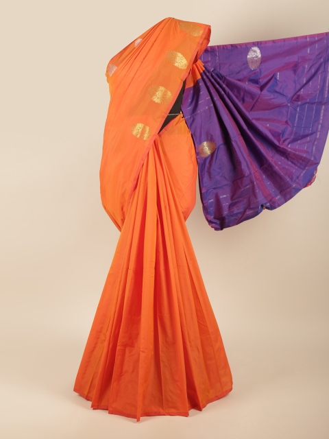 

Pothys Orange & Blue Ethnic Motifs Zari Art Silk Saree