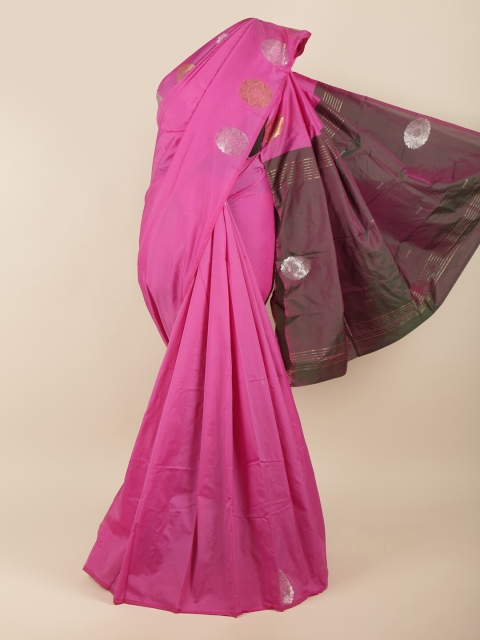 

Pothys Pink & Brown Ethnic Motifs Zari Art Silk Saree