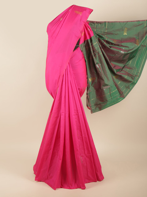 

Pothys Pink & Green Woven Design Zari Art Silk Saree
