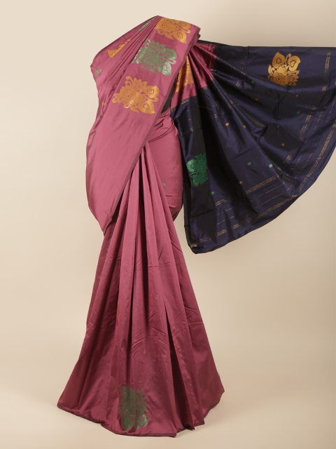 

Pothys Mauve & Navy Blue Woven Design Art Silk Saree