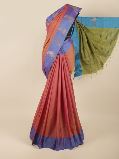 

Pothys Rust & Blue Woven Design Zari Art Silk Saree