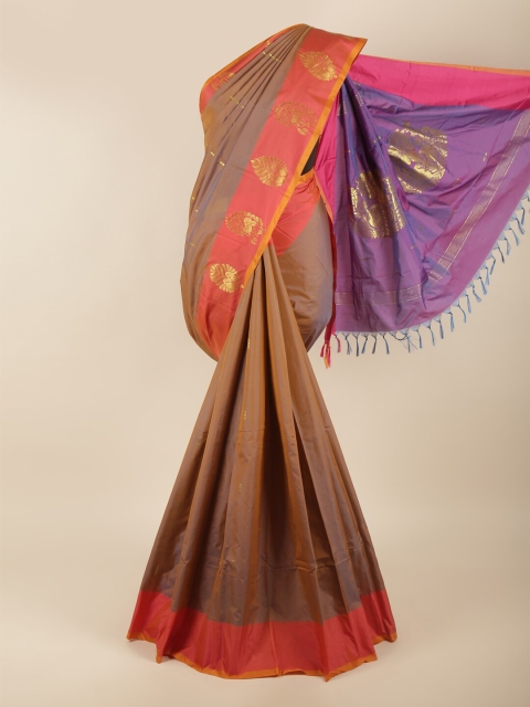 

Pothys Brown & Red Woven Design Art Silk Saree