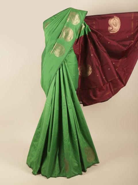 

Pothys Green & Maroon Woven Design Art Silk Saree