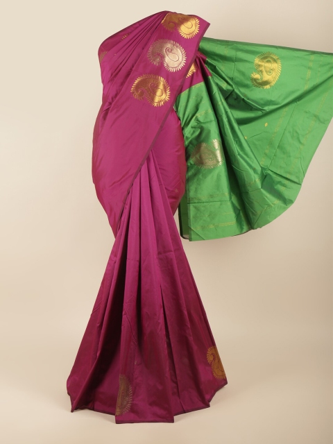 

Pothys Purple & Green Ethnic Motifs Zari Art Silk Saree