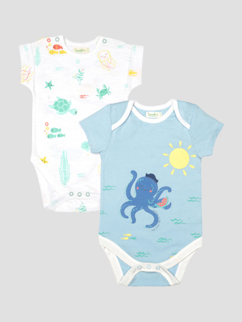 

Greendeer Infant Kids Set of 2 Organic Cotton Bodysuit, White