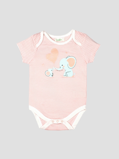 

Greendeer Infants Pink Mamma & Baby Elephant Printed Organic Bodysuit