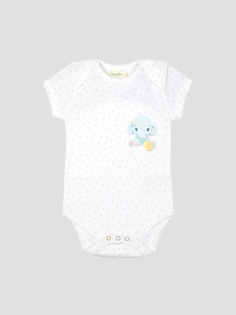 

Greendeer Kids White Animal Printed Cotton Rompers