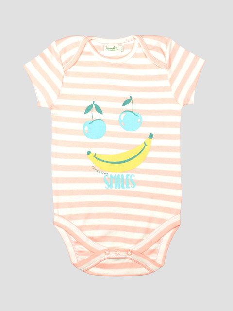 

Greendeer Kids Peach & Blue Striped Bodysuit