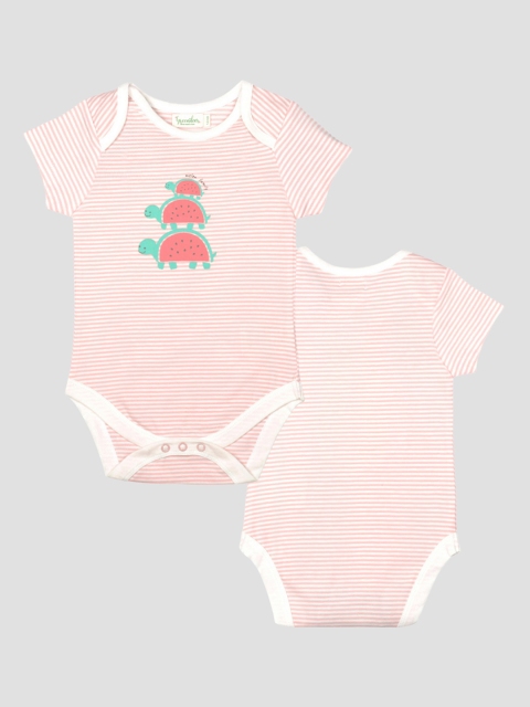 

Greendeer Set of 2 Pink & White Organic Half Bodysuit