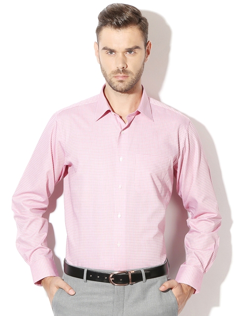 

Van Heusen Men Pink Slim Fit Checked Formal Shirt