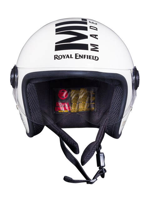 

Royal Enfield White Printed Open Face Helmet