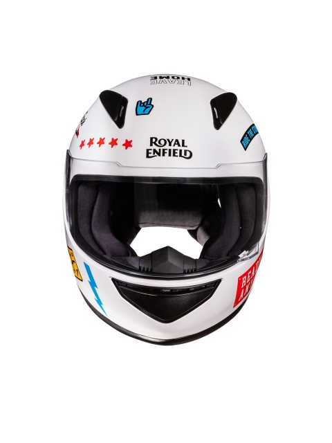 

Royal Enfield Unisex White & Black Printed Full Face Helmet