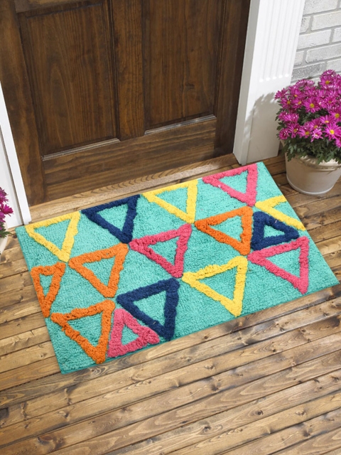 

TEX N CRAFT Blue Tuffted Cotton Bath Mat 2026 GSM Anti-Skid Doormats