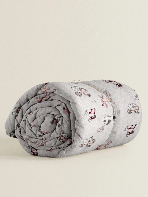 

THE BABY ATELIER Grey & Pink 350 GSM Single AC Room Bed Blanket