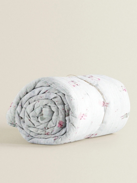 

THE BABY ATELIER White Printed AC Room 350 GSM 100% Organic Cotton Single Bed Blanket