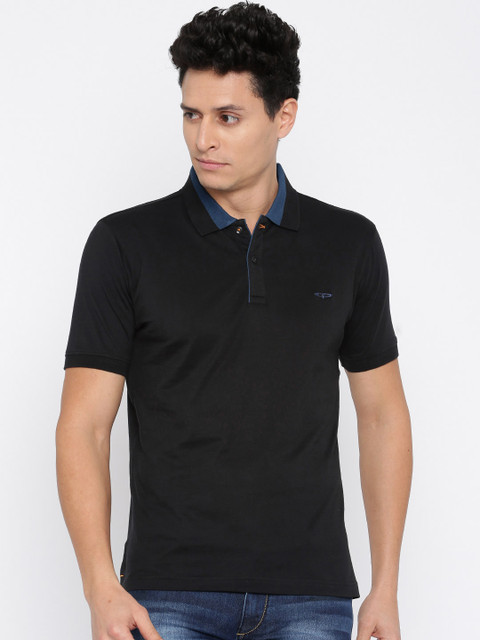 

ColorPlus Men Black Solid Polo T-shirt