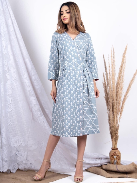 

Tistabene White Floral Printed A-Line Dress