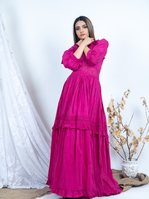 

Tistabene Pink Layered Bohemian Rhapsody Cotton Maxi Dress