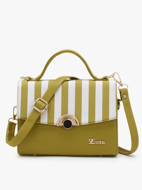 

Exotic Green Striped PU Oversized Shopper Satchel