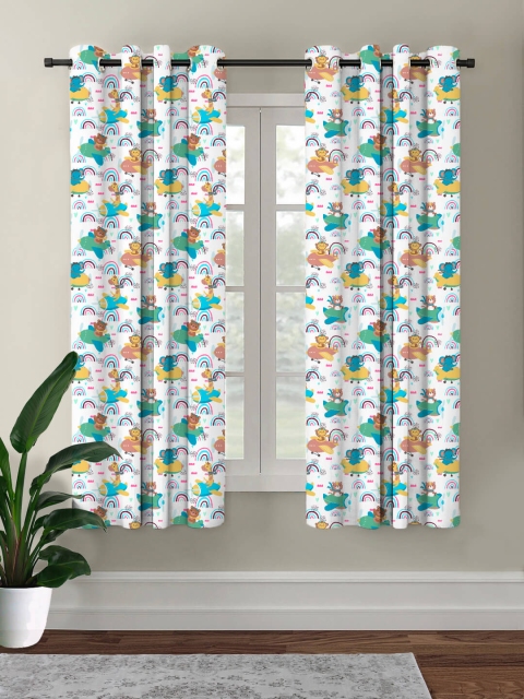 

HOUZZCODE Multi coloured Abstract Printed Black Out Window Curtain