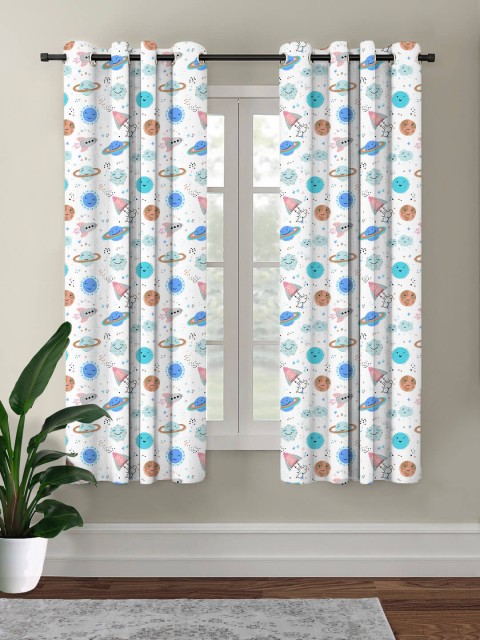 

HOUZZCODE Multicoloured Geometric Printed Black Out Single Window Curtain, Multi