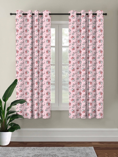 

HOUZZCODE Dusty Pink & White Black Out Window Curtain