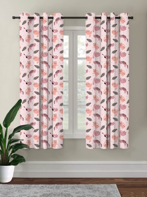 

HOUZZCODE Pink Set of 2 Black Out Window Curtain