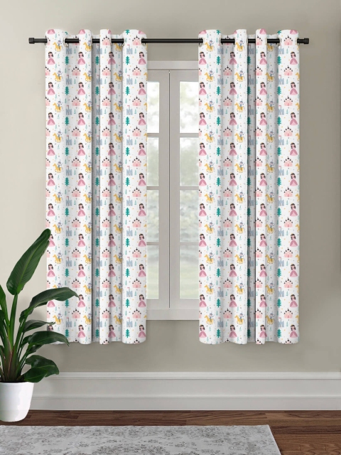 

HOUZZCODE Multi-coloured Set of 2 Abstract Printed Black Out Window Curtain