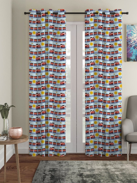

HOUZZCODE Multicoloured Set of 2 Black Out Long Door Curtain, Multi