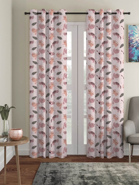 

HOUZZCODE Pink & Purple Set of 2 Black Out Long Door Curtain