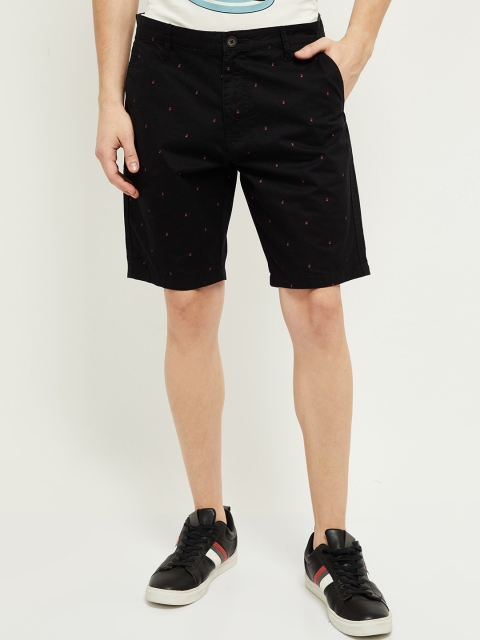 

max Men Black Conversational Printed Shorts
