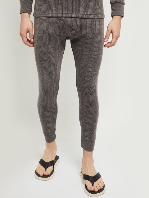 

max Men Charcoal Grey Solid Thermal Bottoms