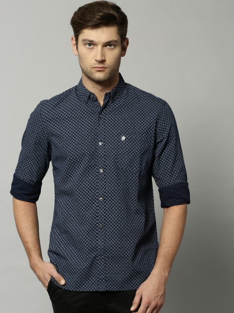 

French Connection Men Navy Slim Fit Printed Casual Shirt, Navy blue
