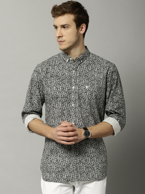 

French Connection Men White Printed Slim Fit Casual Shirt
