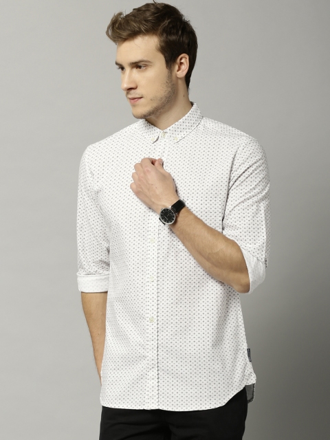 

French Connection Men White Printed Casual Shirt