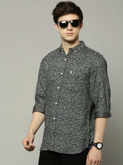 

French Connection Men Black Printed Slim Fit Casual Shirt
