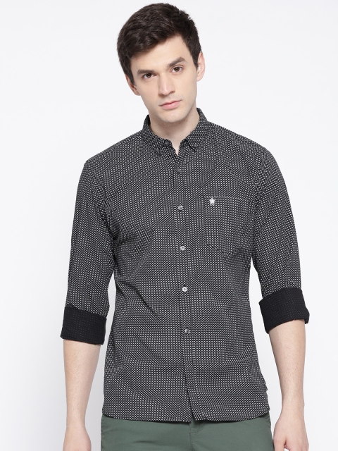 

French Connection Black Slim Fit Printed Casual Shirt