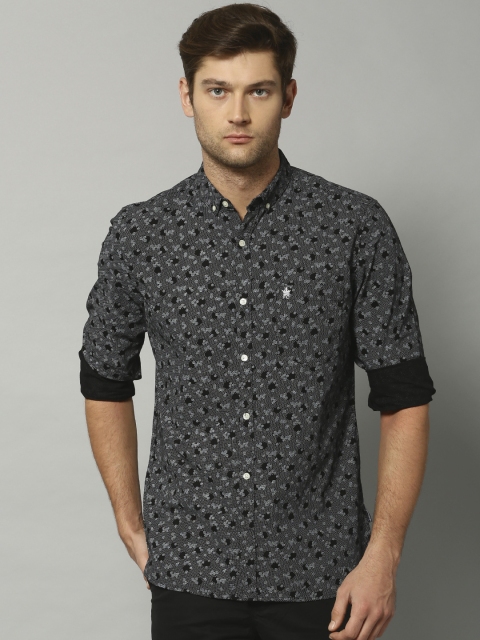 

French Connection Black Slim Fit Printed Casual Shirt