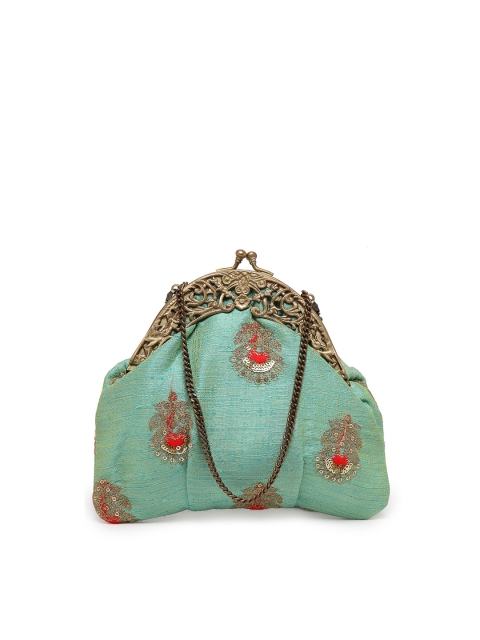 

PRACCESSORII Green & Red Embellished Purse Clutches