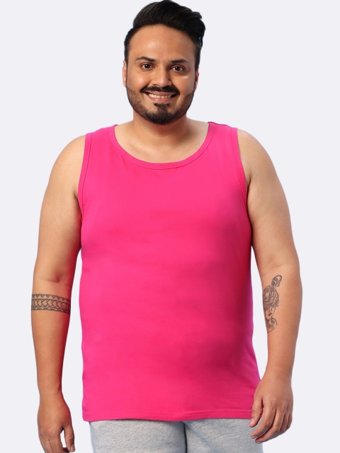 

Bewakoof Plus Men Pink Solid Inner Vest