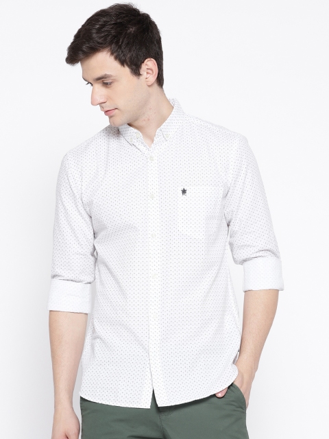 

French Connection Men White Printed Slim Fit Casual Shirt