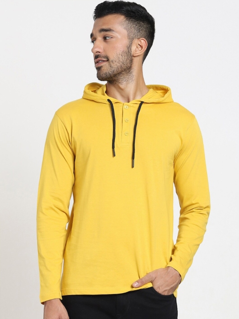 

Bewakoof Men Yellow Hooded Pure Cotton Sweatshirt