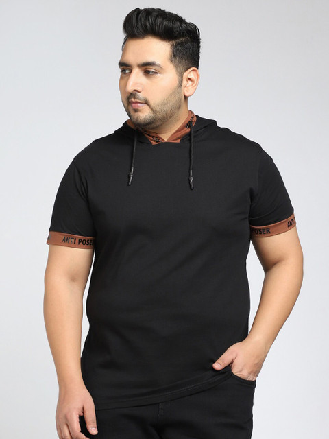 

Bewakoof Plus Men Black & Brown Colourblocked T-shirt