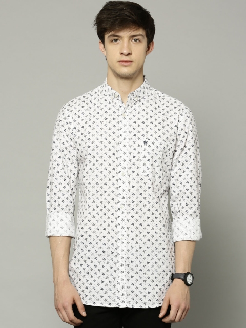 

French Connection Men White Printed Slim Fit Casual Shirt