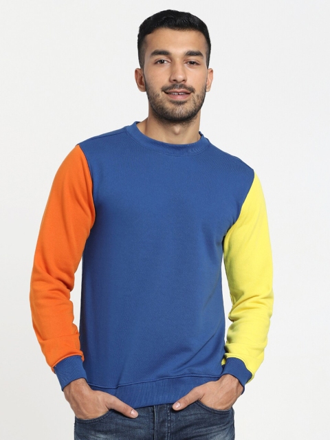 

Bewakoof Men Blue Colourblocked Sweatshirt