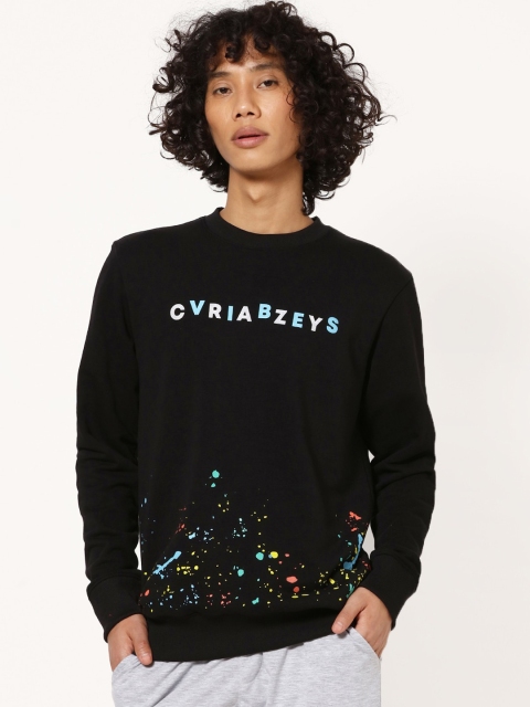 

Bewakoof Men Black Abstract Printed Sweatshirt