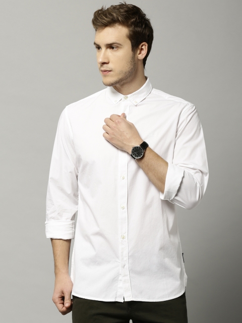 

French Connection Men White Solid Casual Shirt
